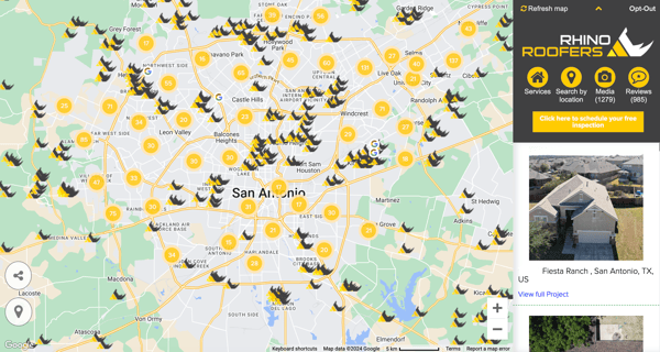 PMI Rhino Roofers Map